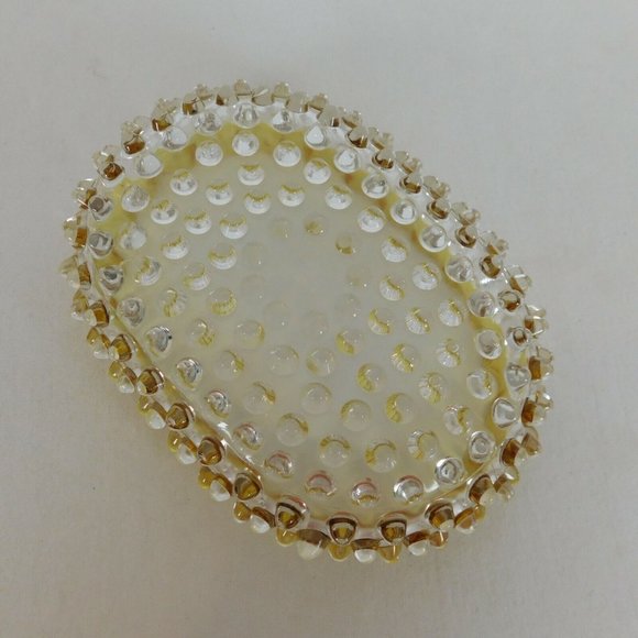 Hobbs Brockunier 323 Yellow Frances Dew Drop Hobnail Ware 7 in Oval Bowl FLAW - Picture 6 of 12